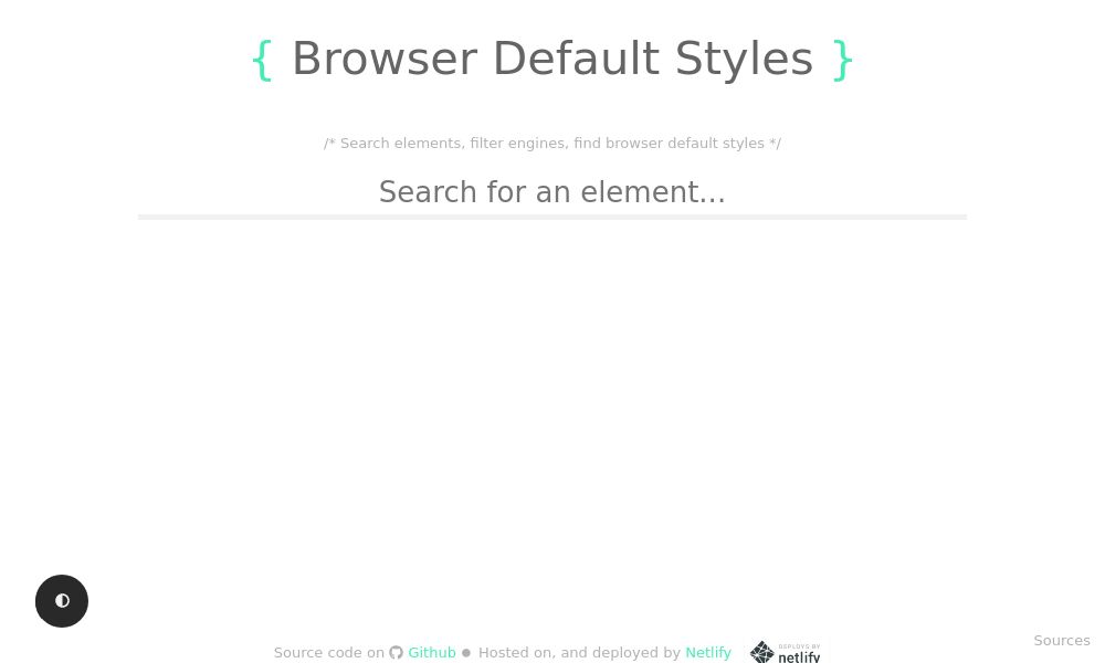Screenshot of Browser Default Styles