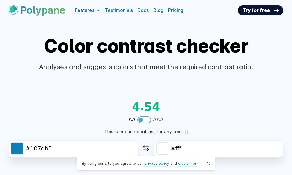 Screenshot of Color contrast checker