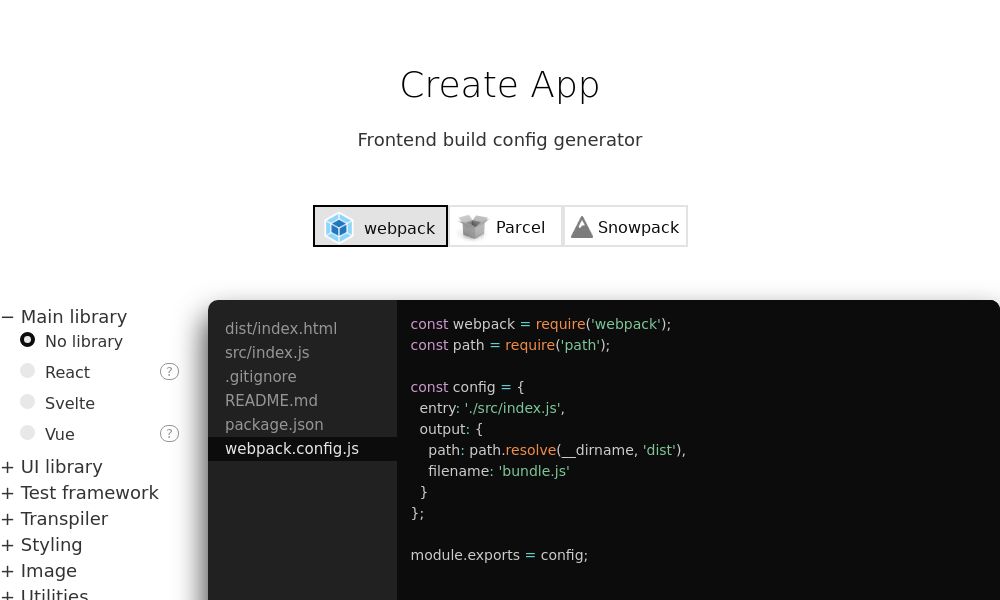 Screenshot of Create App