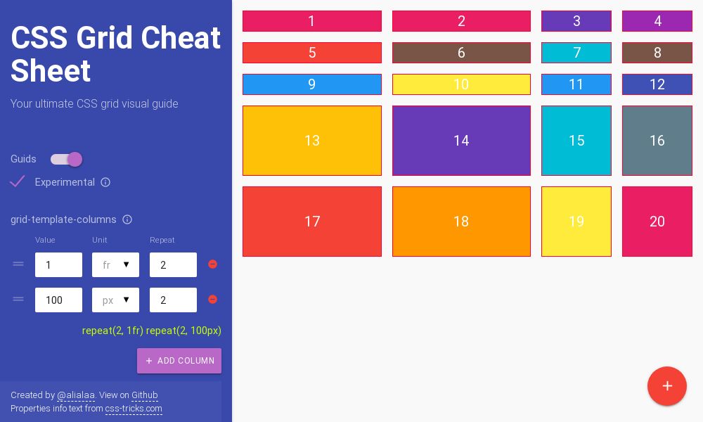 Screenshot of CSS Grid Cheat Sheet