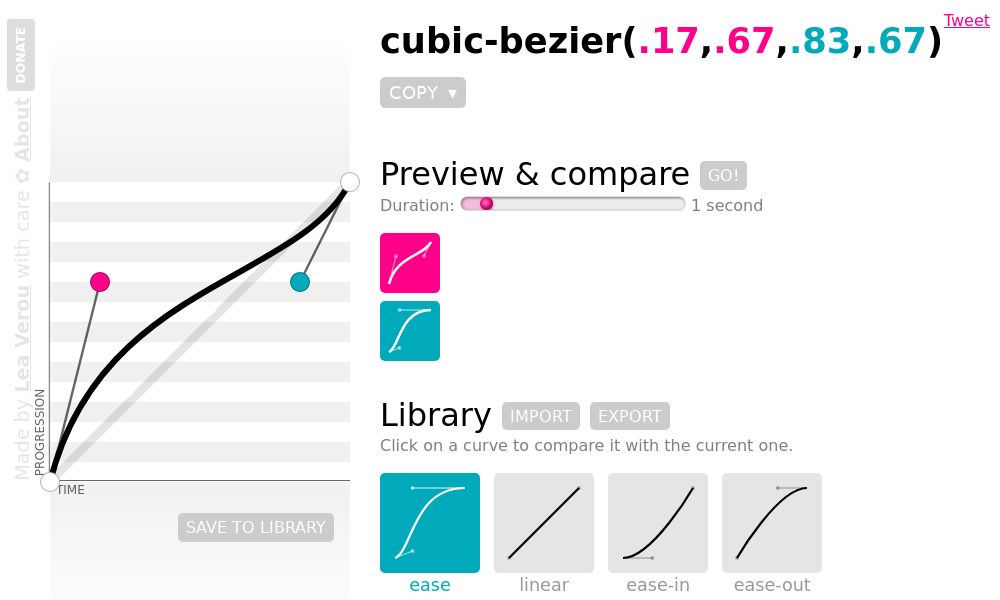 Screenshot of cubic-bezier
