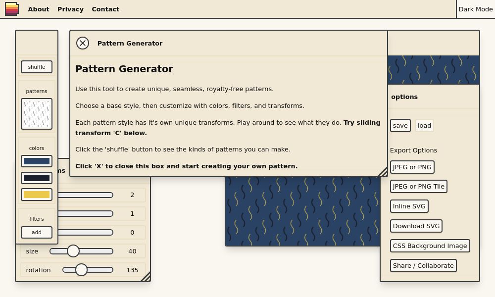 Screenshot of Doodad Pattern Generator