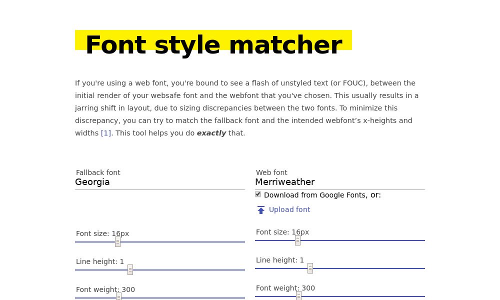 Screenshot of Font style matcher