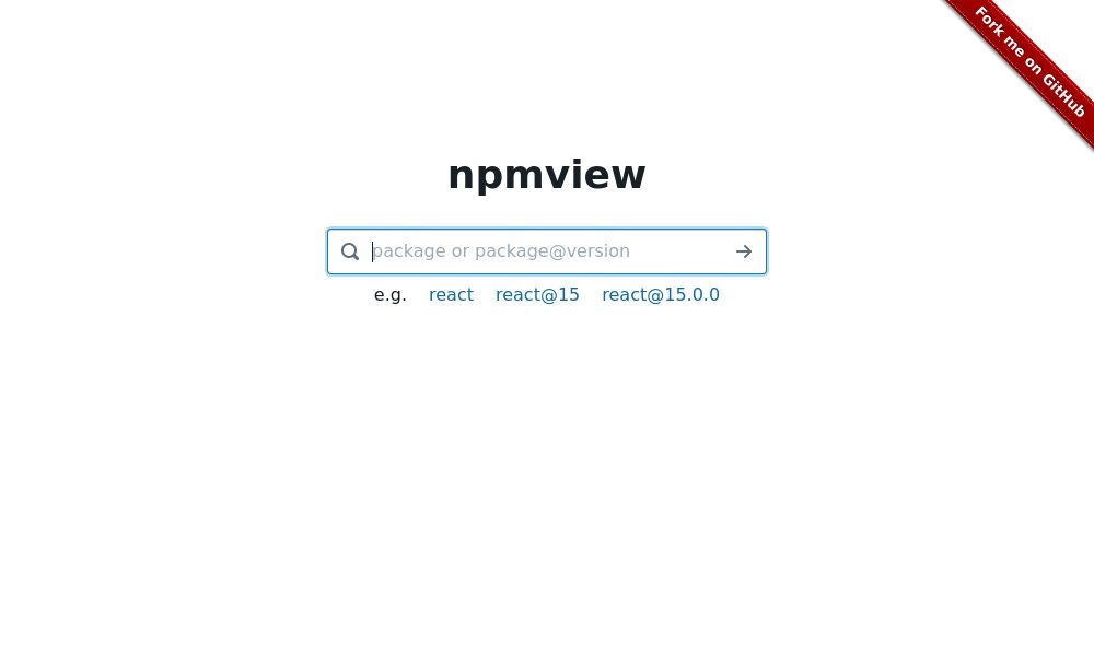 Screenshot of npmview