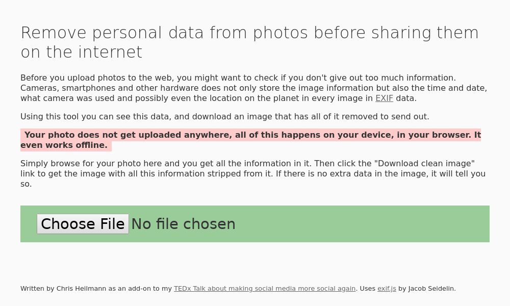 Screenshot of Remove Photo Data