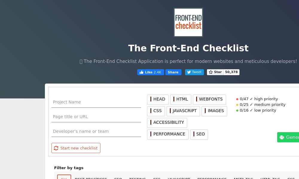 Screenshot of The Front-End Checklist