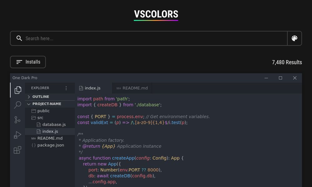 Screenshot of VSCOLORS